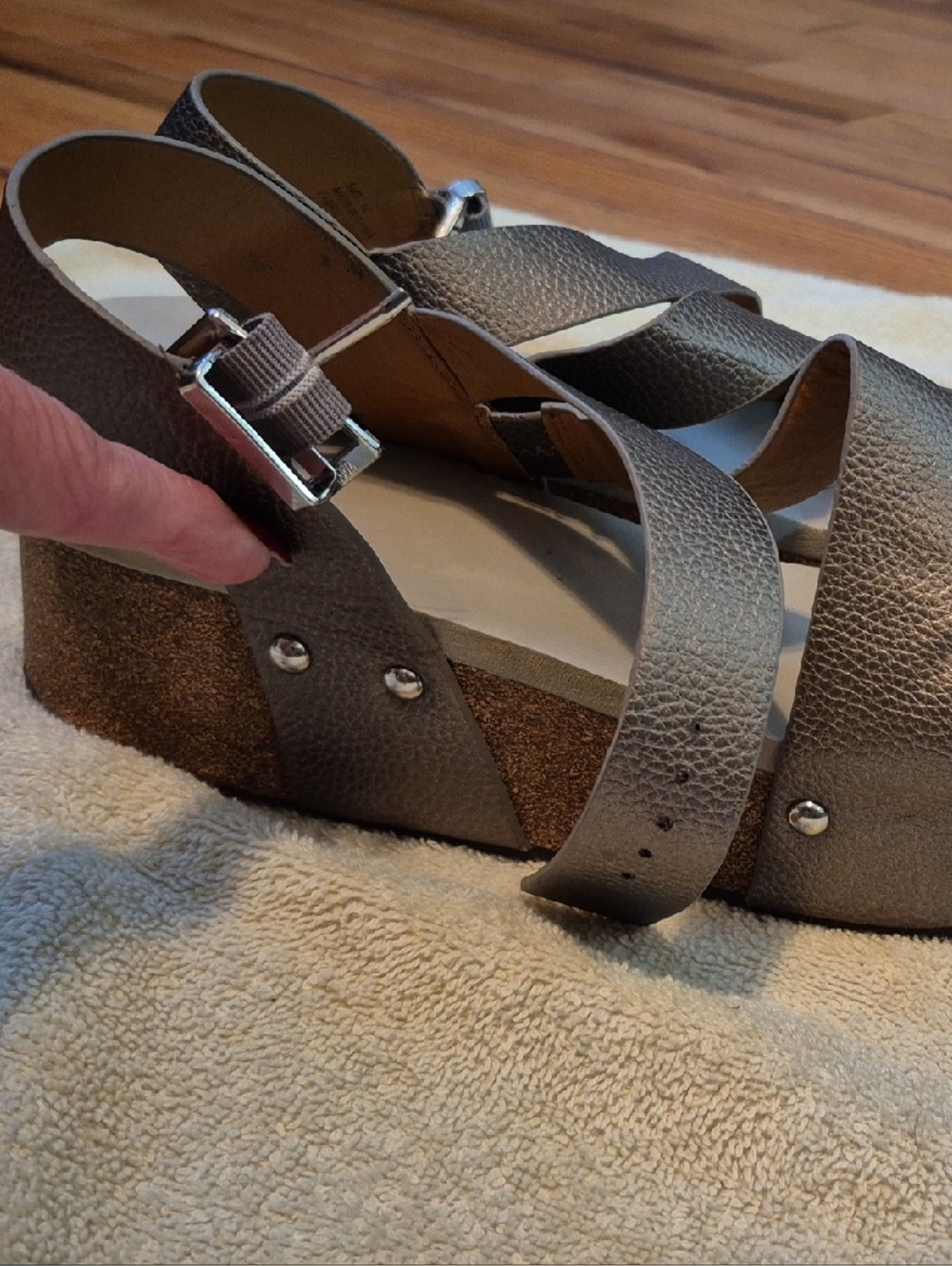 Gray Strappy Cork Sandals By Volatile